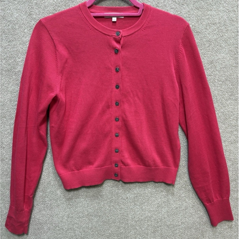 Madewell Womens Red 100% Cotton Long Sleeve Crew Neck Button Cardigan Sweater S